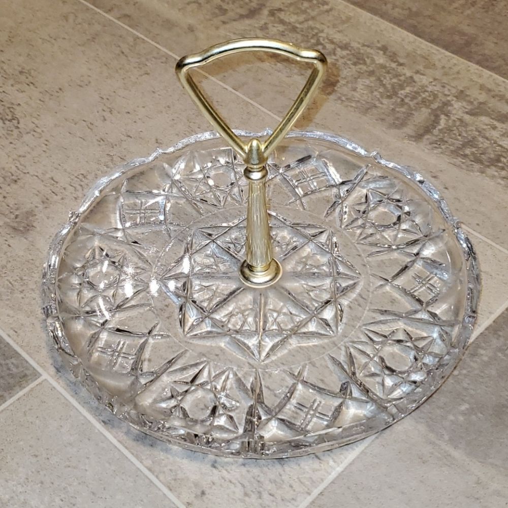 EUC Vintage Glass Handled Tray - Picture 1 of 6